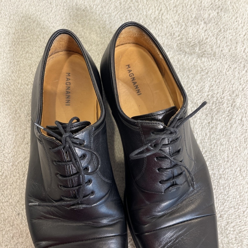 Magnanni Federico Napa Black Men's Lace Up Cap Toe Shoes Size 11D 12654 - Picture 2 of 11